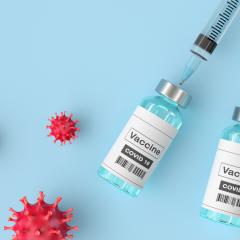 COVID-19 vaccination with image of the virus 